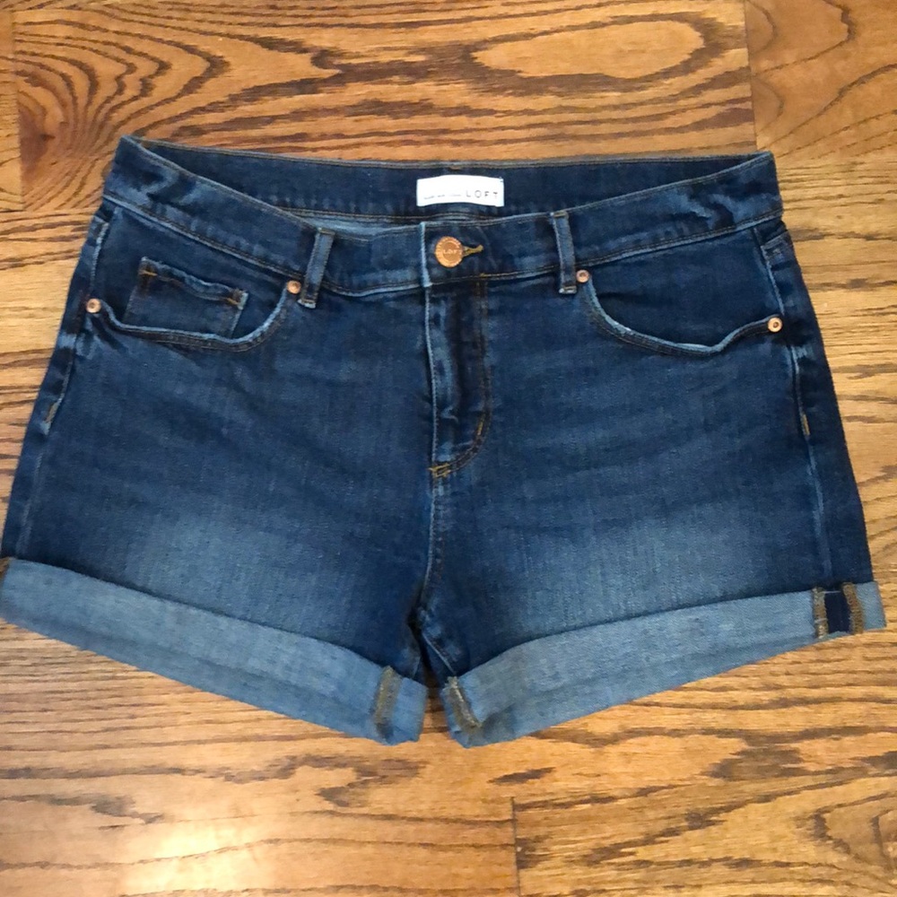 Loft denim roll shorts